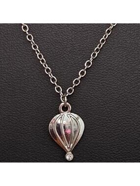Charming Charlie Dainty Silver Tone Hot Air Balloon Charm Pendant Necklace NWT